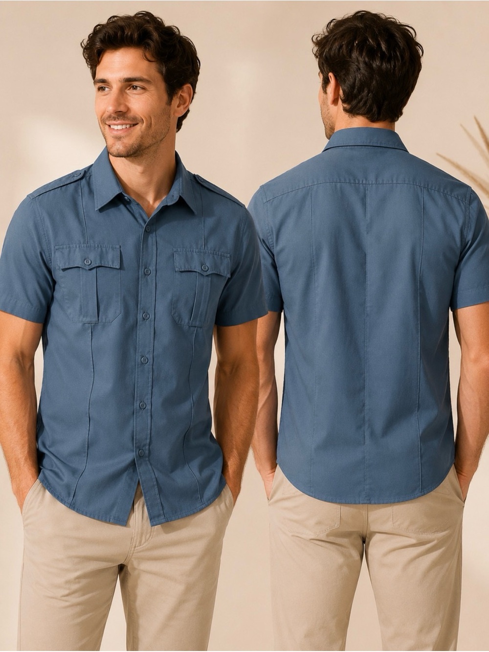Men's Short-Sleeve Utility Shirt in Slate Blue